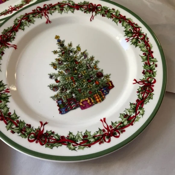 4 Traditions Holiday Celebrations by Christopher Radko 8” Salad Plates, Holiday - Picture 6 of 7